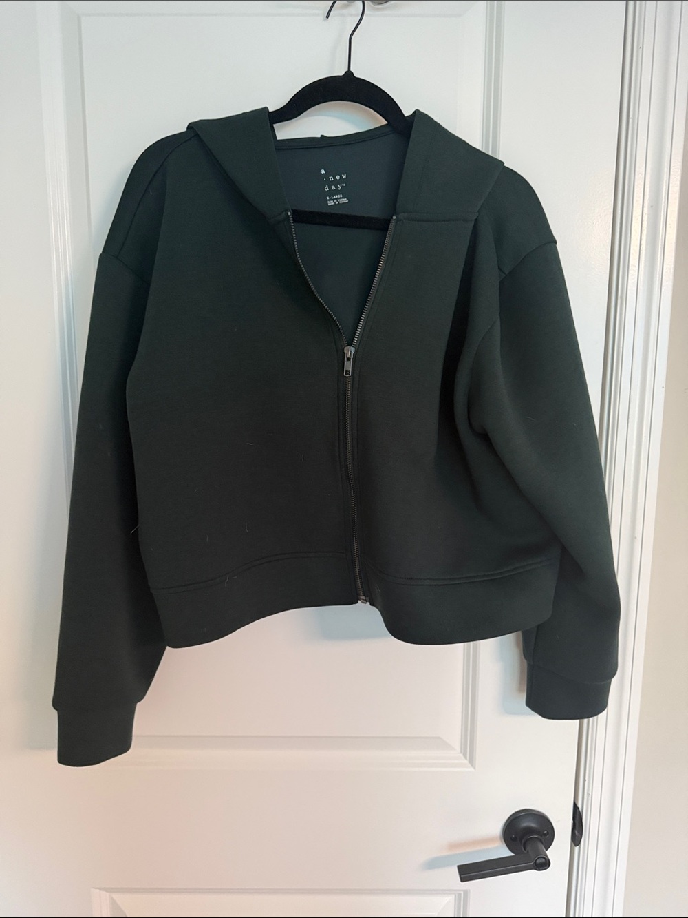 a new day Dark Green Zip-Up Bomber Hoodie Jacket
